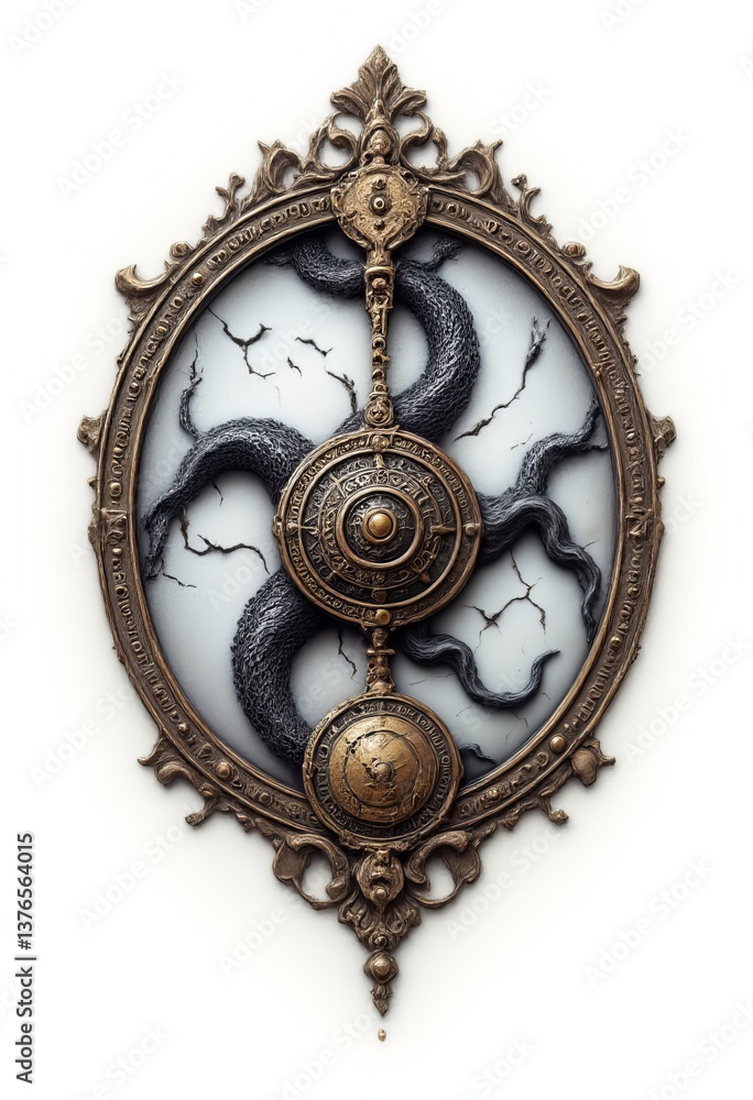 Poster a clock with a snake on the face of it
