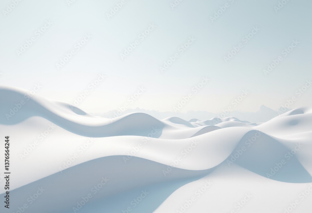 Poster a 3d rendering of a snowy landscape with mountains in the background