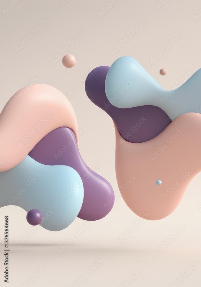 Poster abstract colorful shapes in soft pastel tones creating a modern design
