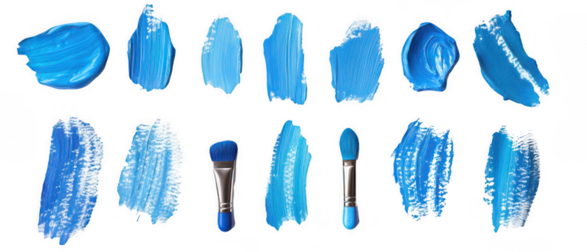 Dark and light blue turquoise paint blobs with liquid texture