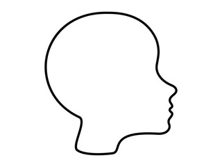 Minimalist Black Outline of Human Man Face Profile Isolated on White Background. Head of child. Concept of Identity, Simplicity, Graphic Design, Icon, Kid Creative Illustration, Abstract Form. Print