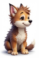 Obraz premium A cute little brown and white dog sitting on a white surface