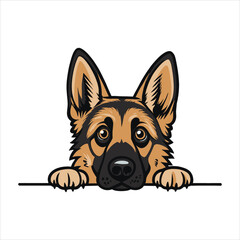 Peeking German Shepherd Dog Vector