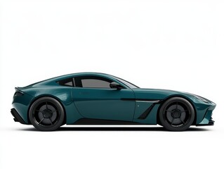 Obraz premium Teal Luxury Sports Coupe Side Profile Studio Shot