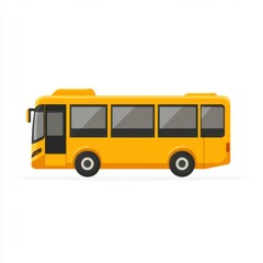 Yellow Bus Side View Illustration Public Transportation Vehicle