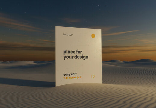 Square Mockup on the Night Desert