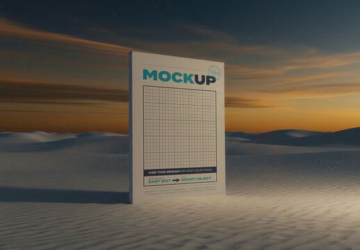 Vertical Mockup on the Night Desert