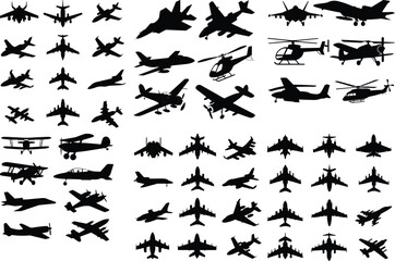 Different Aircrafts | Airplane and Aviation Silhouettes Collection