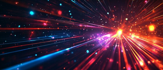 Vibrant and abstract display with dynamic colors and streaks moving forward