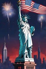 Patriotic 4th of July Greeting Card | Independence Day Banner & Social Media Post