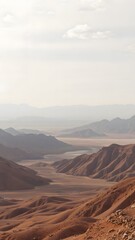 Naklejka premium Desert Serenity: A Panoramic View of Arid Hills