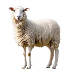 Fototapeta premium Sheep standing on four legs isolated on a transparent background. 