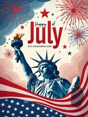 Patriotic 4th of July Greeting Card | Independence Day Banner & Social Media Post
