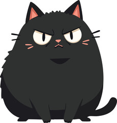Cute Cartoon Black Cat with Annoyed Expression