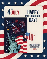Patriotic 4th of July Greeting Card | Independence Day Banner & Social Media Post