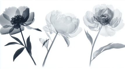 Radiograph peony bouquet pack in soft grey tones
