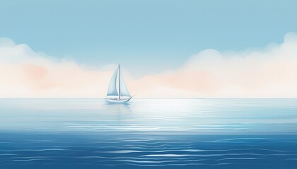 Obraz premium Abstract Sailing Over Silent Blue Waves