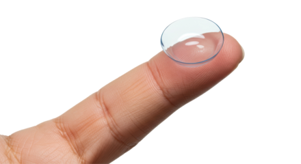 Isolated Contact Lens on Finger