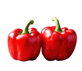 Whole red peppers isolated on transparent or white background
