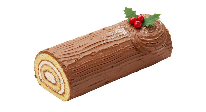 Isolated Chocolate Yule Log