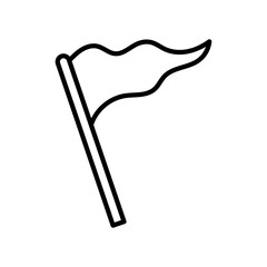 Waving flag icon. Black outline linear silhouette. Editable strokes. Front side view. Vector simple flat graphic illustration. Isolated object on white background. Isolate.
