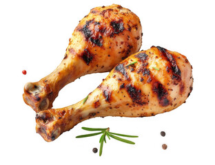 Golden brown grilled chicken thighs isolated on transparent background PNG