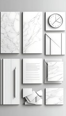 White Marble Stationery Mockup