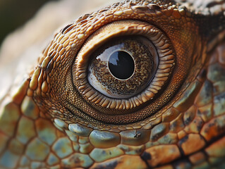 Reptile looks straight. Eye is zoomed in.