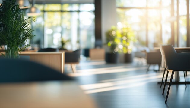 Soft-Focus And Blurred Abstract Office Environment: A Serene And Calming Workspace With Gentle Blur And Dreamy Aesthetic.