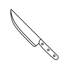 Knife icon. Black outline linear silhouette. Editable strokes. Side view. Vector simple flat graphic illustration. Isolated object on white background. Isolate.
