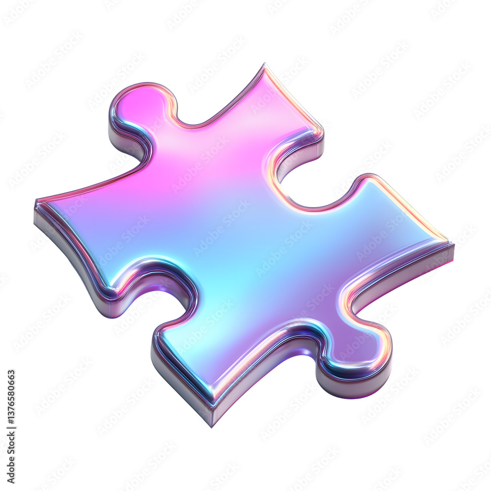 Aufkleber iridescent puzzle piece abstract 3d design with gradient colors
