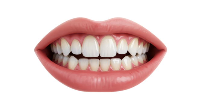 Isolated Smiling Mouth with White Teeth