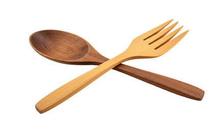 Isolated Wooden Spoon and Fork