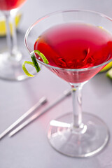 Cosmopolitan cocktail in traditional glasses