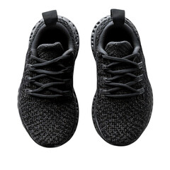 Trendy Black Sneakers with Cushioned Sole and Dur Isolated on Transparent Background