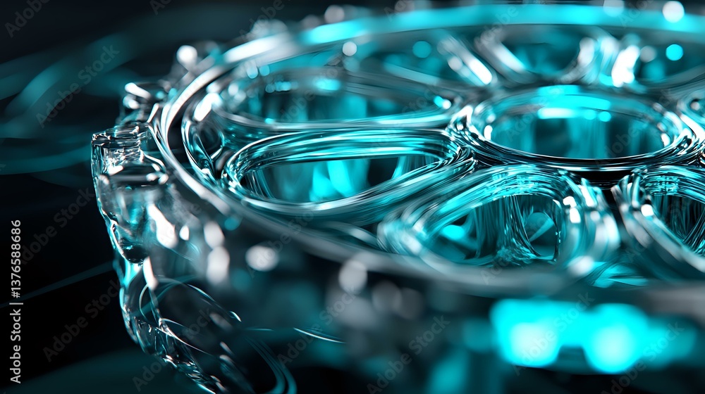 Poster rippling turquoise water surface with circular waves and light reflections creating dynamic abstract