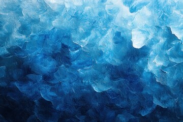 Obraz premium Abstract blue textured painting with swirling brushstrokes creating a calming sea-like atmosphere.