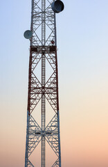 Detail of Transmitting and radio antenna Tower, steel Structure installed with dual polarization...