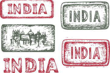 Grunge rubber stamps that say India