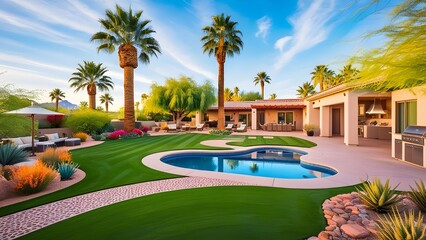 A stunning backyard on an 8k house in Arizona