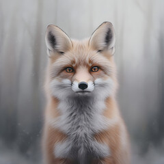 Fox in winter forest