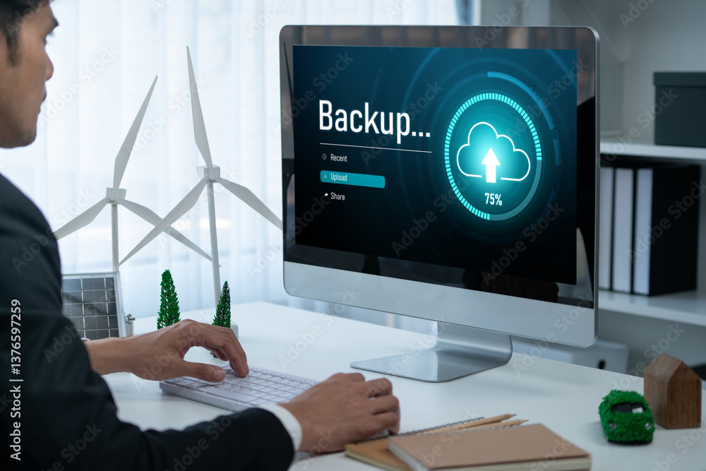 Poster backup storage data internet technology business concept. database storage cloud technology file dat