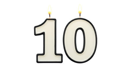 Isolated Number 10 Candles