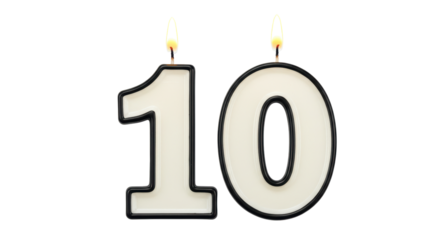 Isolated Number 10 Candles