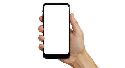 Isolated Hand Holding Mobile Phone