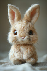 Stuffed easter bunny plushie on plain background 