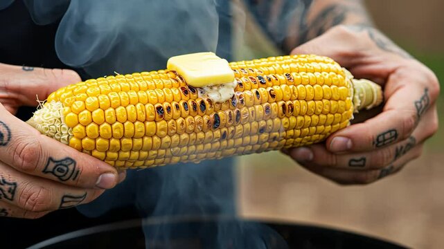Grilled corn on the cob: melting butter and smoky freshness in outdoor cooking