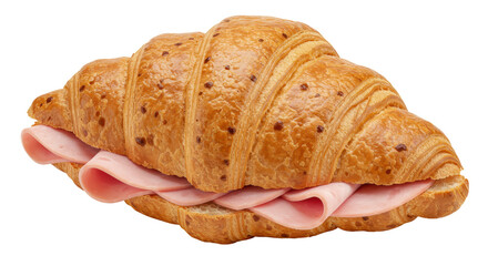 Isolated Croissant with Ham Filling