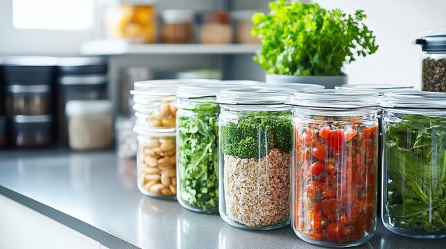 Healthy lifestyle concept with organic food and meal prep