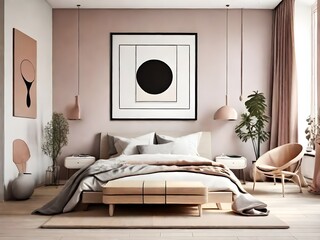 Modern Minimalist Bedroom with Abstract Art